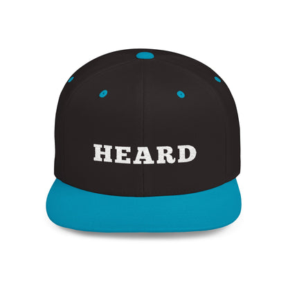 Heard Flat Bill Snapback White Text