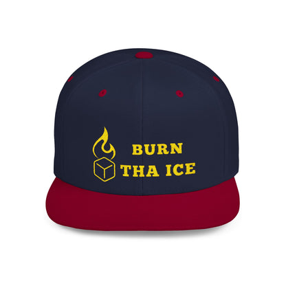 Burn Tha Ice Logo - Flat Bill Snapback Cap