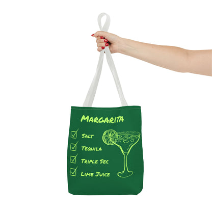 Margarita Tote Bag Black Lime on Dark Green