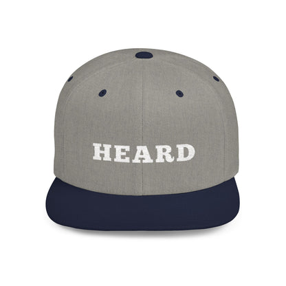 Heard Flat Bill Snapback White Text