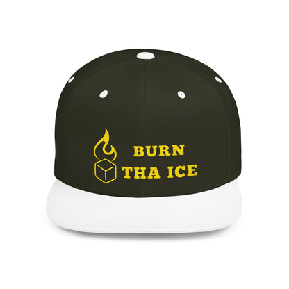 Burn Tha Ice Logo - Flat Bill Snapback Cap
