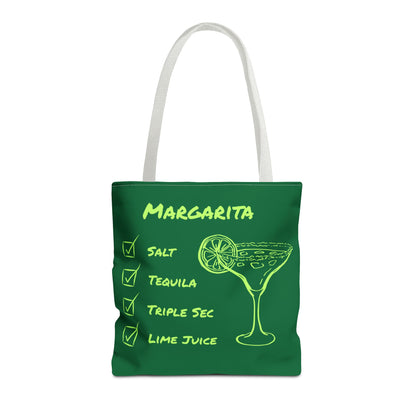 Margarita Tote Bag Black Lime on Dark Green