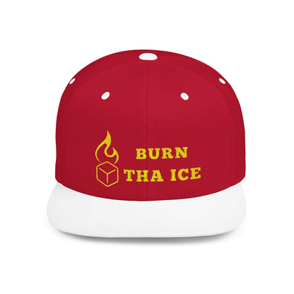 Burn Tha Ice Logo - Flat Bill Snapback Cap