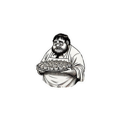 Kiss-Cut Vinyl Decals, Geoffery, Server, Banquet, Brunch, Gluten Free, Burnt Out, Cat Dad, Sketch Art, Pastries, Clopen, Double Shift, Sad