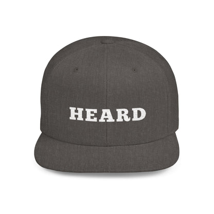 Heard Flat Bill Snapback White Text