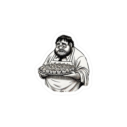 Kiss-Cut Vinyl Decals, Geoffery, Server, Banquet, Brunch, Gluten Free, Burnt Out, Cat Dad, Sketch Art, Pastries, Clopen, Double Shift, Sad