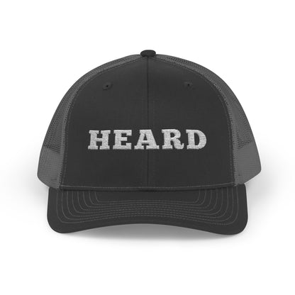 Heard Trucker Cap White Text