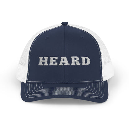 Heard Trucker Cap White Text