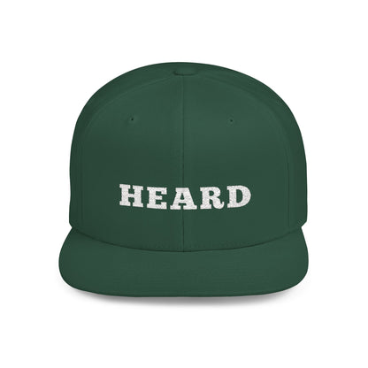Heard Flat Bill Snapback White Text