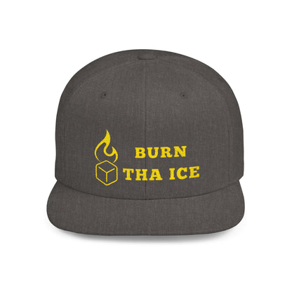 Burn Tha Ice Logo - Flat Bill Snapback Cap