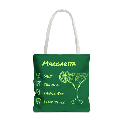 Margarita Tote Bag Black Lime on Dark Green