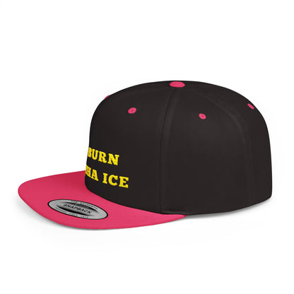 Burn Tha Ice Logo - Flat Bill Snapback Cap