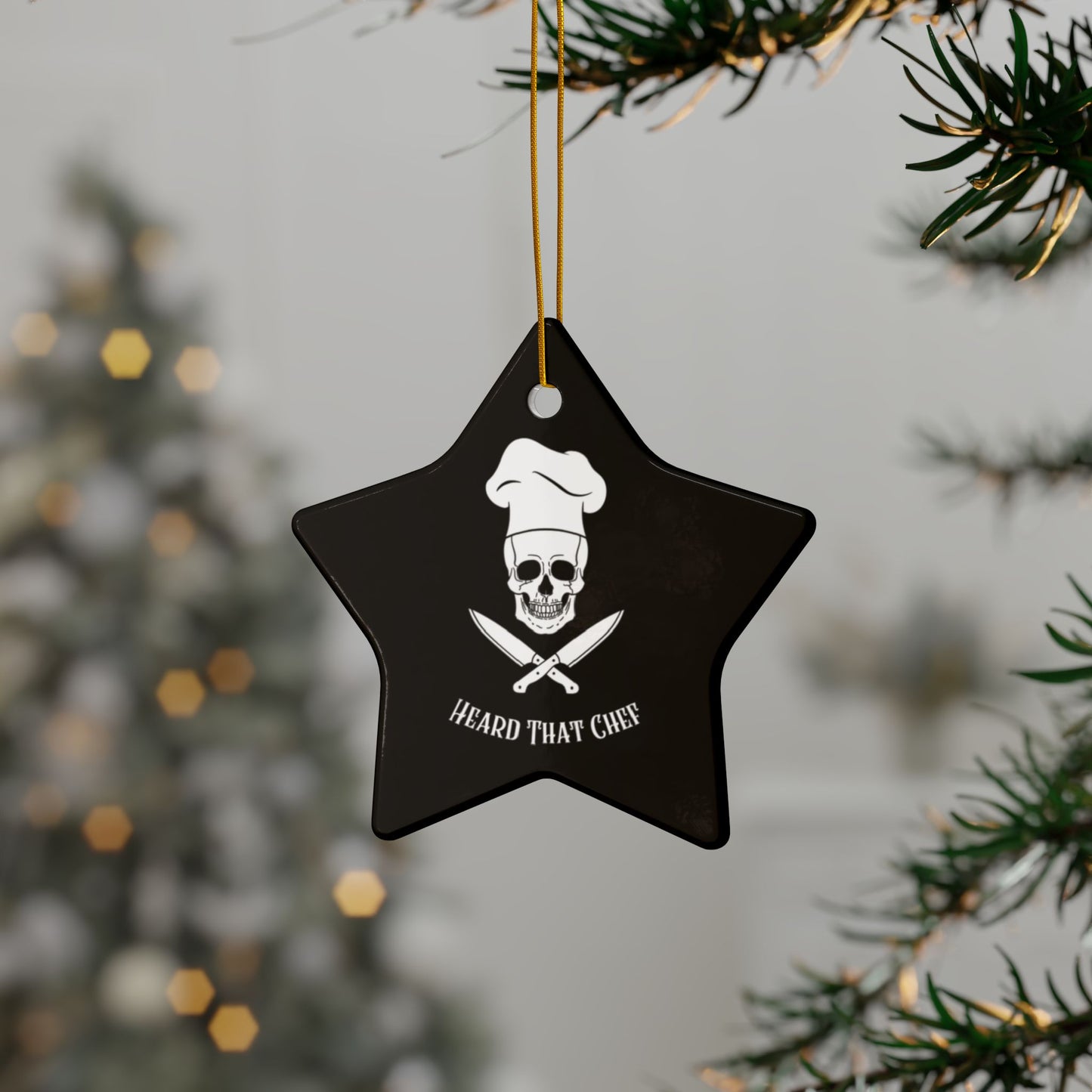 Heard That Chef Skull Ceramic Ornament