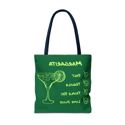 Margarita Tote Bag Black Lime on Dark Green
