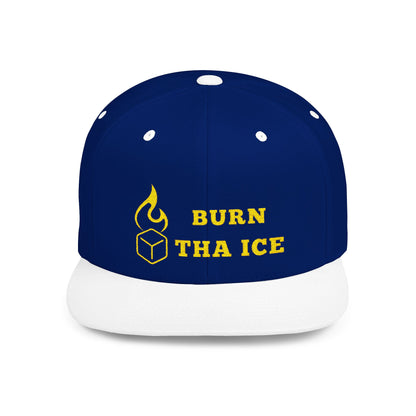 Burn Tha Ice Logo - Flat Bill Snapback Cap