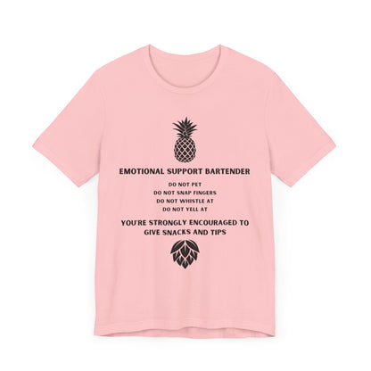 Emotional Support Bartender  Shirt - Black Text