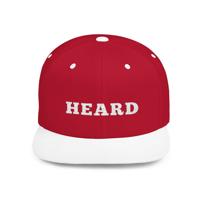 Heard Flat Bill Snapback White Text