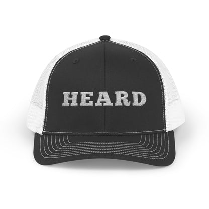 Heard Trucker Cap White Text