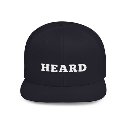 Heard Flat Bill Snapback White Text