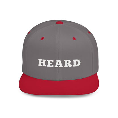 Heard Flat Bill Snapback White Text