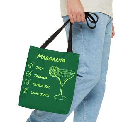 Margarita Tote Bag Black Lime on Dark Green