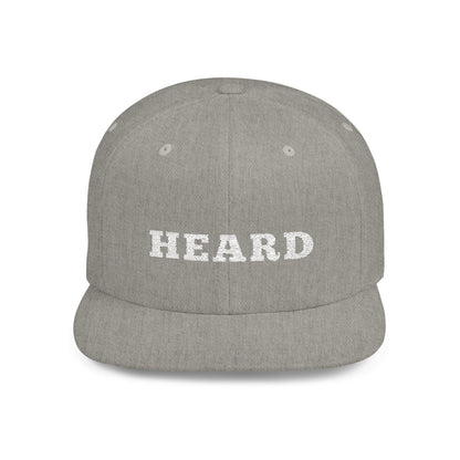 Heard Flat Bill Snapback White Text