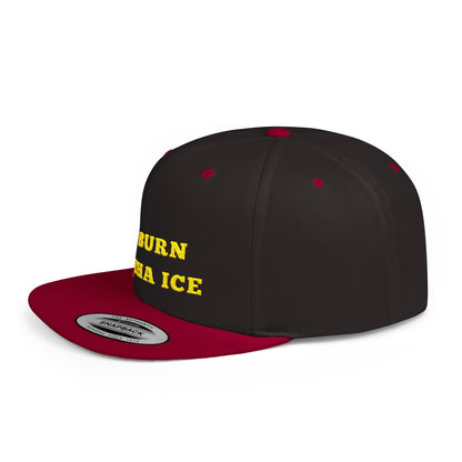 Burn Tha Ice Logo - Flat Bill Snapback Cap