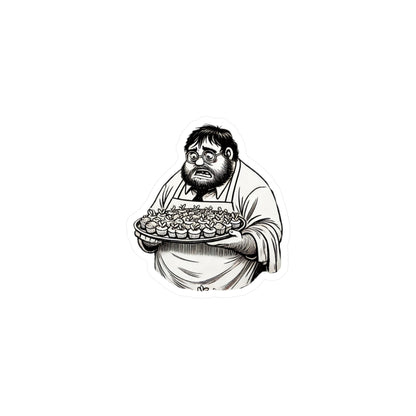 Kiss-Cut Vinyl Decals, Geoffery, Server, Banquet, Brunch, Gluten Free, Burnt Out, Cat Dad, Sketch Art, Pastries, Clopen, Double Shift, Sad