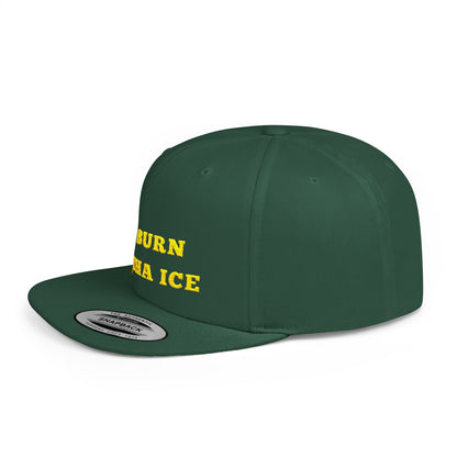 Burn Tha Ice Logo - Flat Bill Snapback Cap