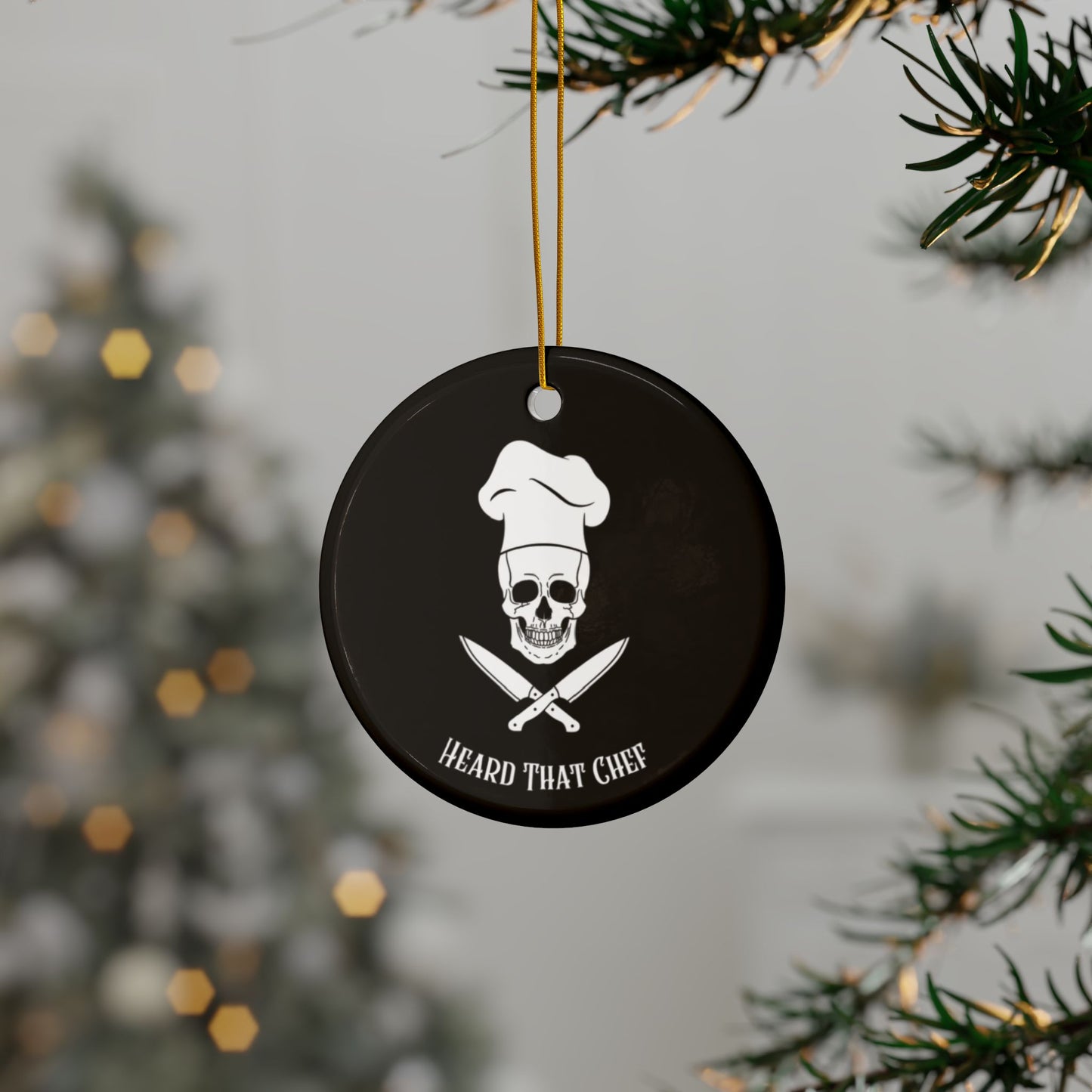 Heard That Chef Skull Ceramic Ornament