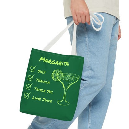 Margarita Tote Bag Black Lime on Dark Green