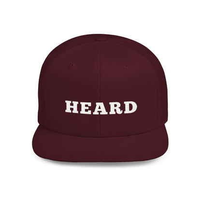 Heard Flat Bill Snapback White Text