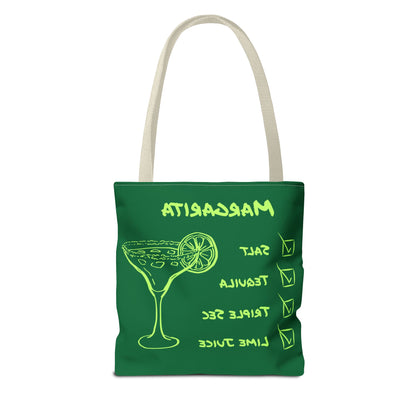 Margarita Tote Bag Black Lime on Dark Green