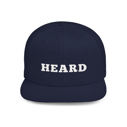 Heard Flat Bill Snapback White Text