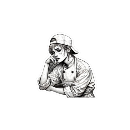 Kiss-Cut Vinyl Decals Kayla, Stickers, Service Industry, Clopen, Tired, Cook and Sous Chef, In The Weeds, Smoke, Sketch art, Busy, AI