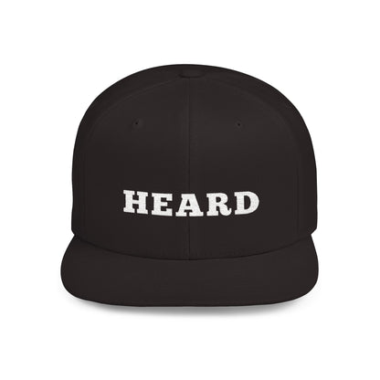 Heard Flat Bill Snapback White Text