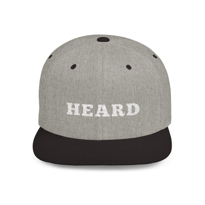 Heard Flat Bill Snapback White Text
