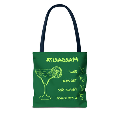 Margarita Tote Bag Black Lime on Dark Green