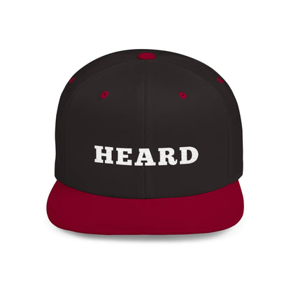 Heard Flat Bill Snapback White Text