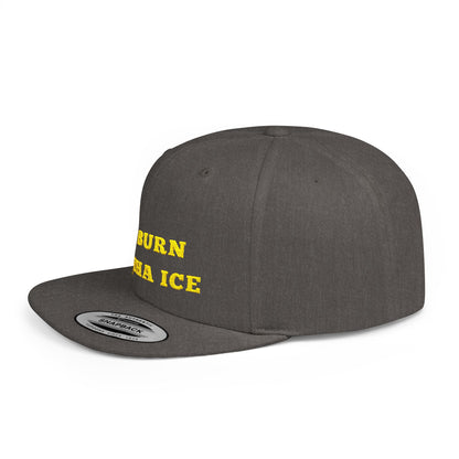 Burn Tha Ice Logo - Flat Bill Snapback Cap