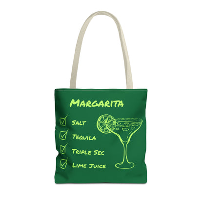 Margarita Tote Bag Black Lime on Dark Green