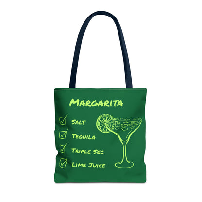 Margarita Tote Bag Black Lime on Dark Green
