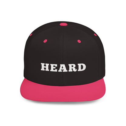 Heard Flat Bill Snapback White Text