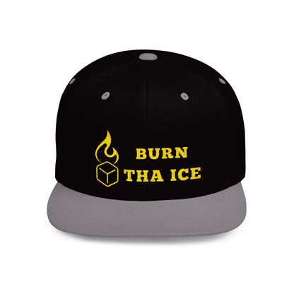 Burn Tha Ice Logo - Flat Bill Snapback Cap