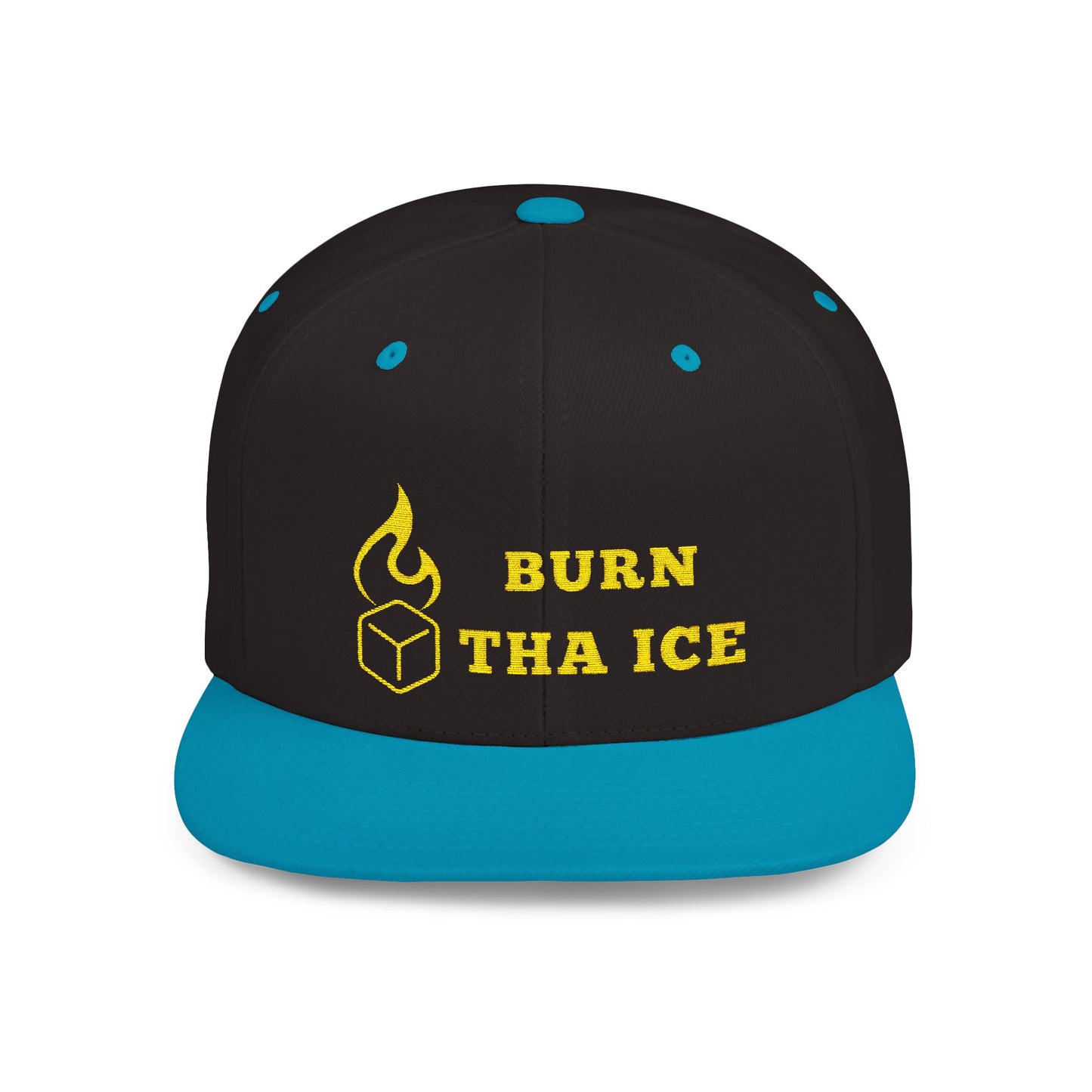 Burn Tha Ice Logo - Flat Bill Snapback Cap
