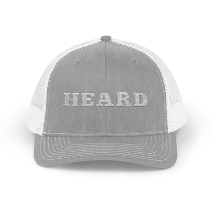 Heard Trucker Cap White Text