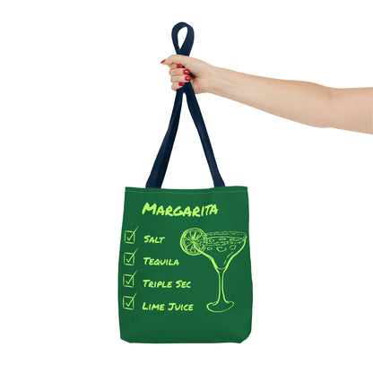 Margarita Tote Bag Black Lime on Dark Green