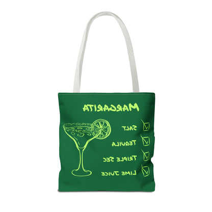 Margarita Tote Bag Black Lime on Dark Green