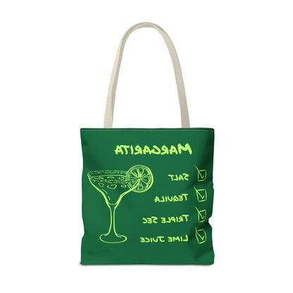 Margarita Tote Bag Black Lime on Dark Green