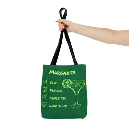 Margarita Tote Bag Black Lime on Dark Green
